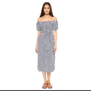 Mark D. Sikes Navy & White Striped Maxi Dress